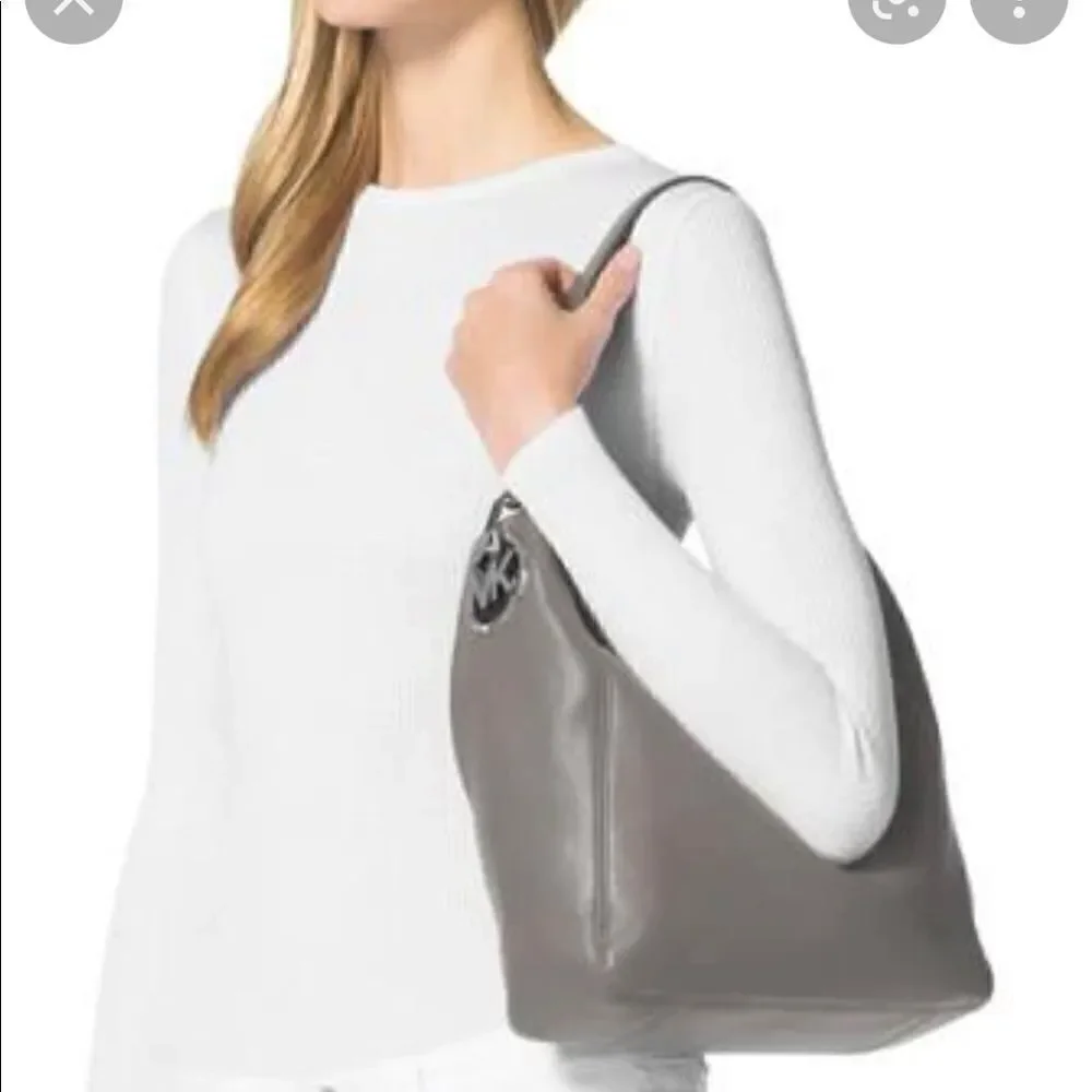 Michael Kors mk grey pebble leather Fulton hobo tote bag/purse/pocketbook
